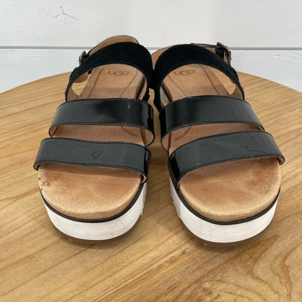 UGG Black and White Women's Sandals - Picture 7 of 12